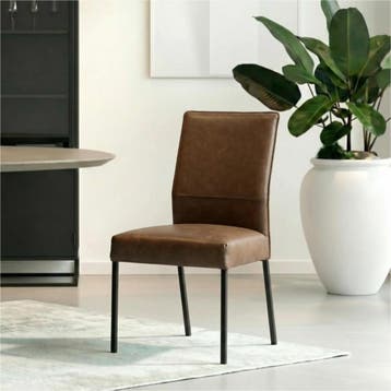 Set van 8 Leren eetkamerstoelen Real - Vintage Brown, Huis en Inrichting, Stoelen, Ophalen of Verzenden, Nieuw, Leer