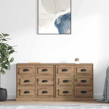 vidaXL Dressoirs 2 pcs Artisan Eiken 70 x 35,5 x 67,5 cm, Huis en Inrichting, Kasten | Dressoirs, Verzenden, Nieuw
