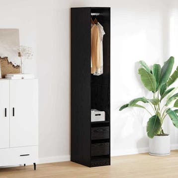 vidaXL Kledingkast Zwart Eiken 50 x 30 x 200 cm Bewerkt hout, Verzenden, Nieuw