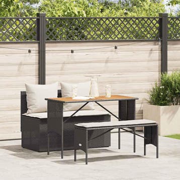 vidaXL 3-delige tuinset met kussens van zwart polyrotan, Tuin en Terras, Tuinsets en Loungesets, Verzenden, Nieuw, Tuinset
