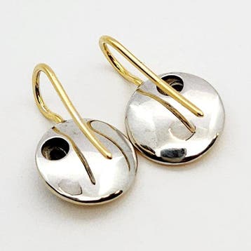 Oorbellen - 18 karaat Geel goud, Witgoud - 0.04ct. tw., Nieuw