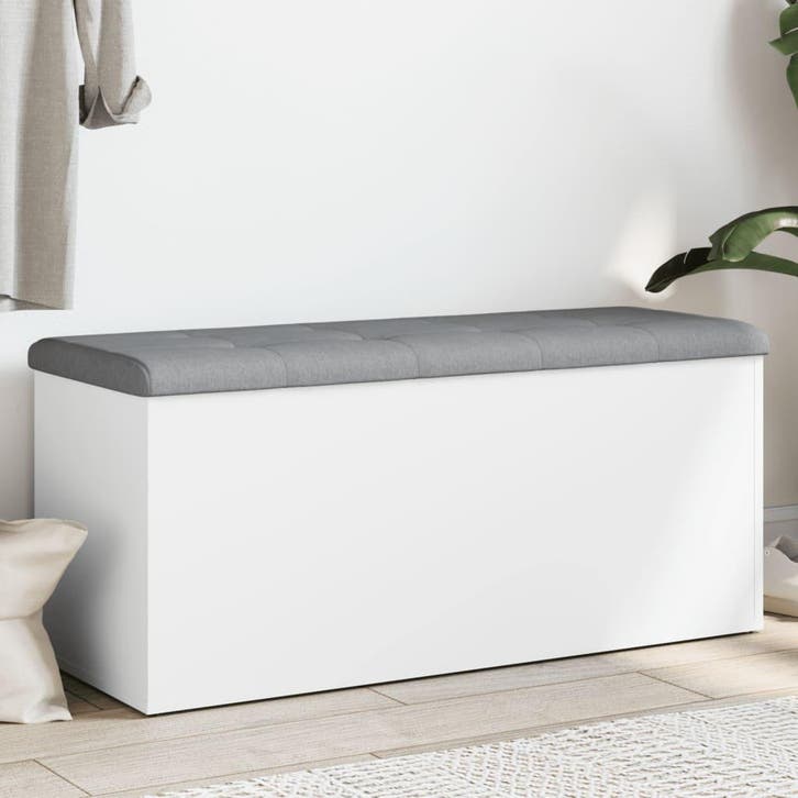 vidaXL Opbergbank Wit 102x42x45 cm Bewerkt Hout, Maison & Meubles, Maison & Meubles | Autre, Envoi