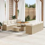 vidaXL Tuinbank Set met kussen 11 pcs Beige poly rattan, Tuin en Terras, Verzenden, Nieuw