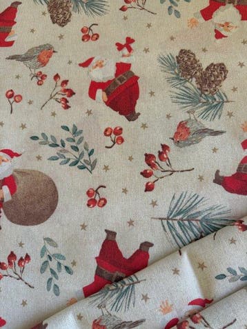 Elegante kerstpatchwork-stof met Kerstman - Textiel - 2.88 m, Diversen, Nieuw