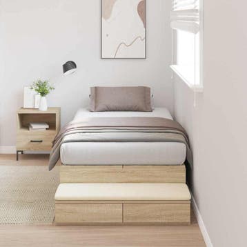 vidaXL Opbergbedframe met lade Sonoma Eik 90 cm Bewerkt hout, Verzenden, Nieuw