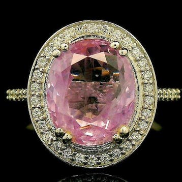 Ring Platina - 4.55ct. tw. Saffier - Diamant - Roze