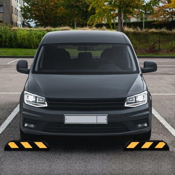 vidaXL Parkeerblokken reflecterend 2 st 56x15x10 cm rubber, Verzenden