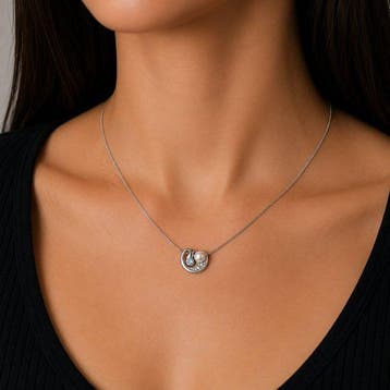 Ketting met hanger - 18 karaat Witgoud, Perla Akoya -