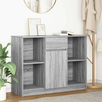 vidaXL Dressoir met lade 101x35x76 cm spaanplaat grijs, Huis en Inrichting, Kasten | Dressoirs, Verzenden, Nieuw