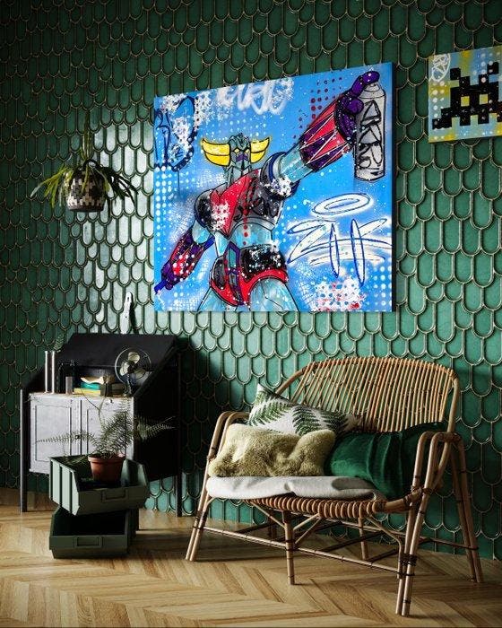Moabit - Goldorak VS Invader /Diptych Original/ XXL, Antiek en Kunst, Kunst | Designobjecten
