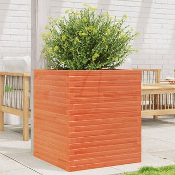 vidaXL Plantenbak 60x60x68,5 cm massief grenenhout wasbruin, Verzenden, Nieuw