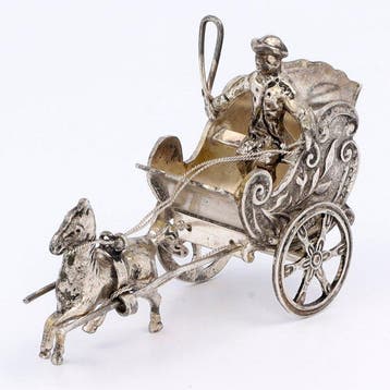 H. Hooijkaas - Beeldje - Rijtuig met paard - .835 zilver
