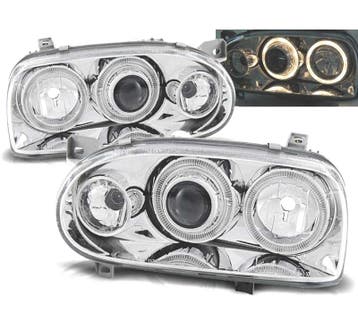 PHARES VOLKSWAGEN VW GOLF 3 91-97 ANGEL EYES CHROMÉ + CLIGNO, Verzenden, Nieuw