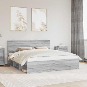 vidaXL Bedframe met hoofdeinde Grijs Sonoma 180 x 200 cm, Huis en Inrichting, Verzenden, Nieuw