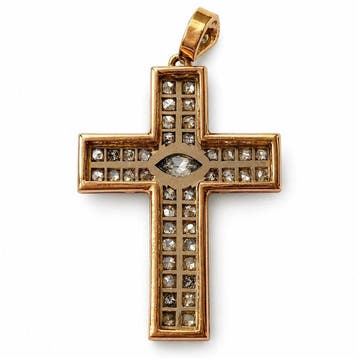 Pendentif en forme de croix - 18 carats Or blanc, Or rose