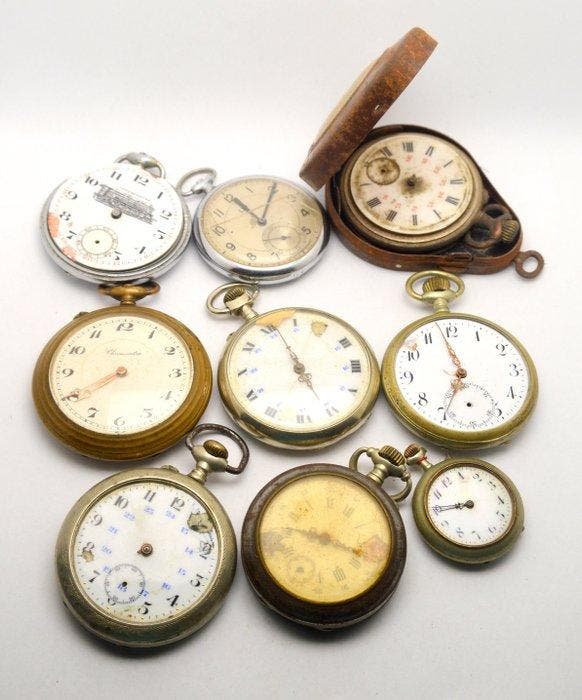 Antique incl. Chronometre, Lip and others - (Lot of 9 x, Antiek en Kunst, Antiek | Klokken