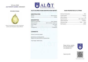 Sans réserve - Certifié ALGT - Pendentif en citrine, Verzamelen