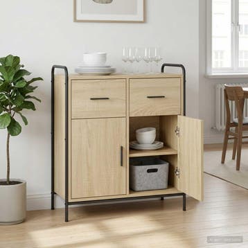vidaXL Dressoir Sonoma Eiken 97 x 33 x 81 cm Bewerkt hout, Verzenden, Nieuw