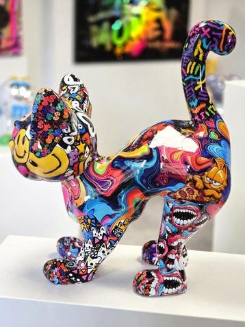 Patryk Konrad - Handmade Pop Art Cat Sculpture: Vibrant