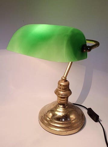 Lampe de banquier - Verre, Laiton, Antiquités & Art
