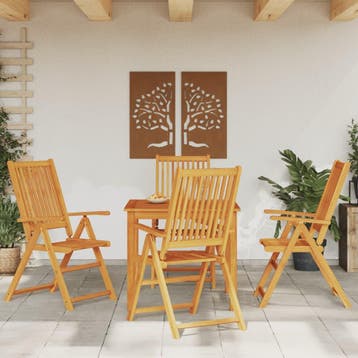 vidaXL 5-delige Eethoek 85x85x74 cm massief acaciahout, Verzenden