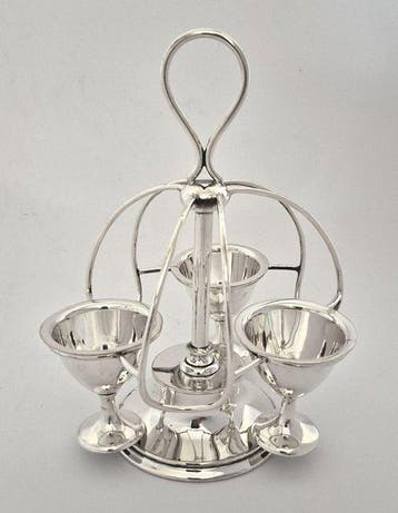 Eierhouder set - eierstel voor 3 personen, ca. 1915 -