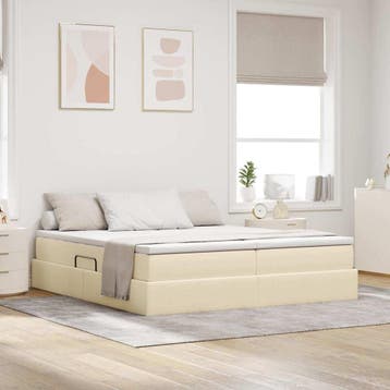 vidaXL Opbergbed met matras met matras Crème 200 x 200 cm, Verzenden