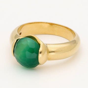 Ring - 18 karaat Geel goud - Chalcedoon