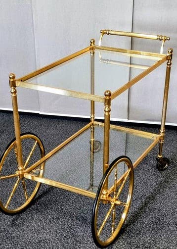 Chariot de service - Laiton - Laiton avec placage doré