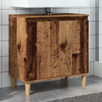 vidaXL Wastafelkast 58x33x60 cm bewerkt hout oud houtkleurig, Verzenden