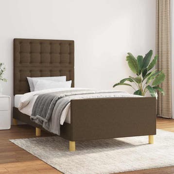 vidaXL Bedframe met hoofdeinde stof donkerbruin 80x200 cm, Verzenden