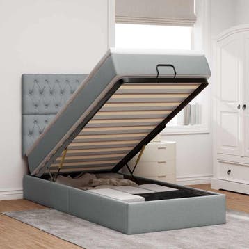 vidaXL Bed poef met matras en LEDs stof 80x200 cm, Verzenden