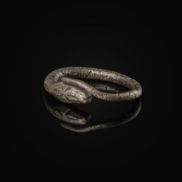 Époque Viking Argent Anneau Serpent