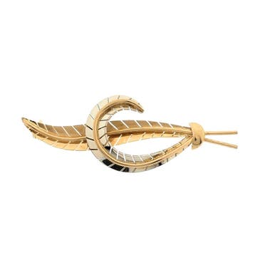 Gouden veer broche, Handtassen en Accessoires, Broches, Ophalen of Verzenden, Gebruikt, Goud, Goud