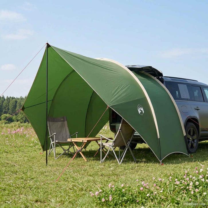vidaXL Achterklep luifel waterbestendig Groen 405 x 280 x, Caravans en Kamperen, Tenten, Nieuw, Verzenden