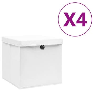 vidaXL Opbergboxen met deksel 4 st 28x28x28 cm wit, Verzenden, Nieuw