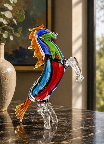 Beeld, Glazen paard - 35.6 cm - Glas