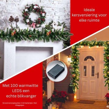 2dekans | Coast Kerstslinger Groen – 274 cm – Met 100, Ophalen of Verzenden, Nieuw