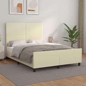 vidaXL Bedframe met hoofdbord kunstleer crèmekleurig 140x200, Huis en Inrichting, Verzenden, Nieuw