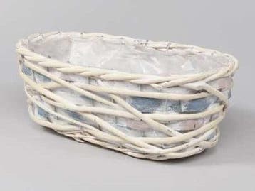 Rieten Mand Maritiem Blauw/Wit Rechthoek 28x13x11 cm, Nieuw