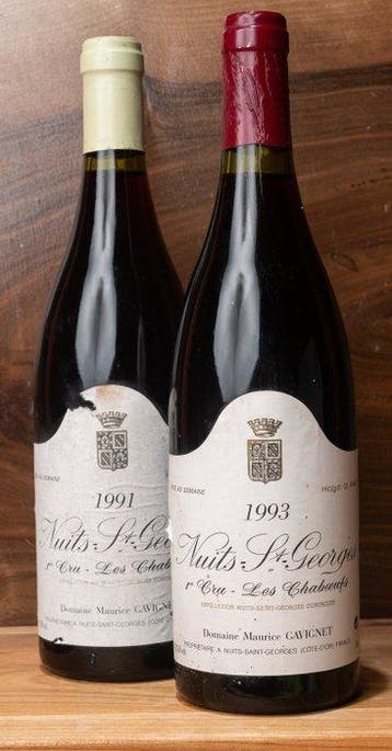 1991 & 1993 Domaine Maurice Gavinet Les Chaboeufs - Nuits, Verzamelen, Wijnen, Nieuw
