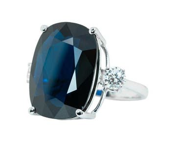 Zonder minimumprijs - Ring - 14 karaat Witgoud, Deep Blue, Nieuw