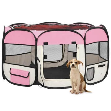 vidaXL Hondenren inklapbaar met draagtas 125x125x61 cm roze, Verzenden