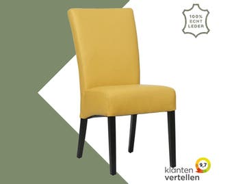 Leren eetkamerstoel Just - Toledo Lemon (geel) - Poten hout, Overige kleuren, Bohemian, Eigentijds, Klassiek, Retro, Romantisch, Scandinavisch