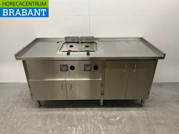 RVS Dubbele Friteuse Frituur 2 x 12 liter 400V 185 cm Horeca, Ophalen of Verzenden