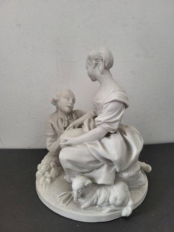 Dans le gout de Sevres - Beeldje - scene galante - Biscuit