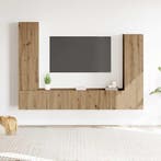 vidaXL 4-delig Tv-meubelset wandmontage bewerkt hout, Verzenden