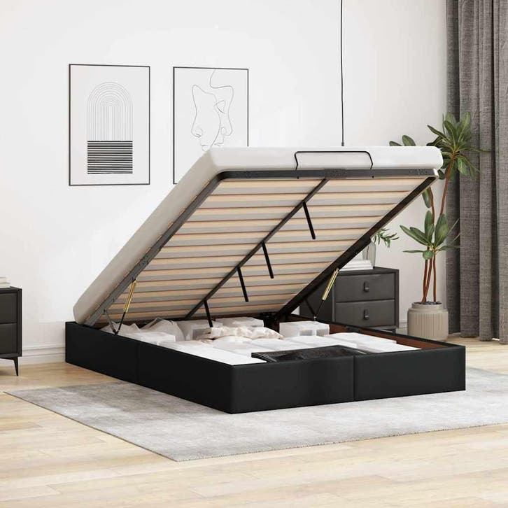 vidaXL Bedframe zonder matras 140x190 cm kunstleer zwart, Huis en Inrichting, Slaapkamer | Bedden, Nieuw, Verzenden