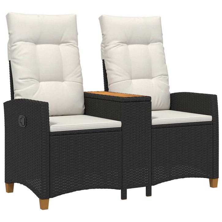 vidaXL Ligbank met Tafel Zwart en Crème Wit 126 x 65 x 112, Jardin & Terrasse, Ensembles de jardin, Envoi