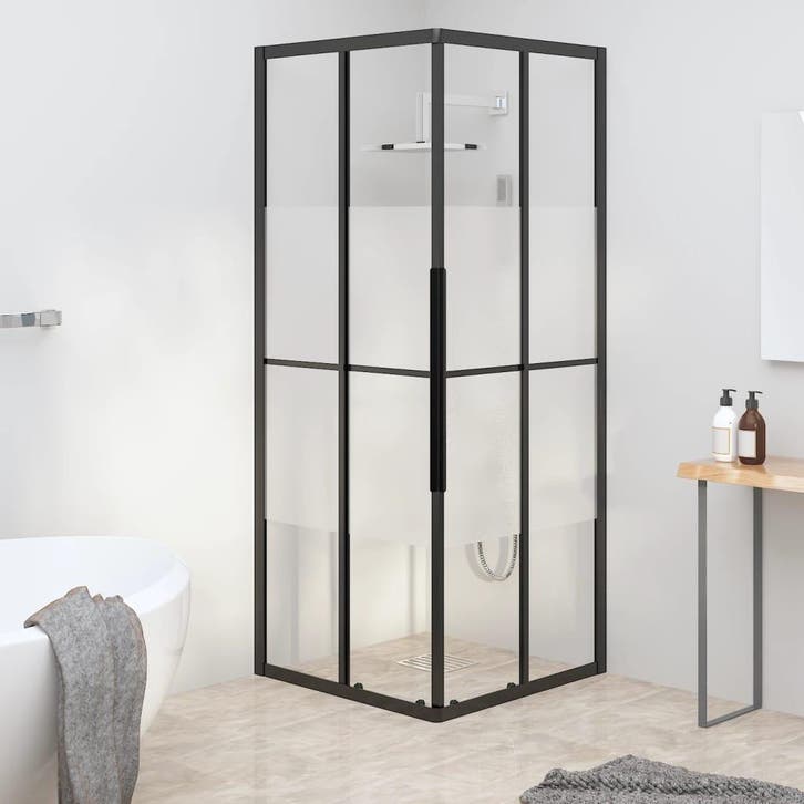 vidaXL Douchecabine 80x80x180 cm halfmat ESG zwart, Doe-het-zelf en Bouw, Sanitair, Nieuw, Verzenden